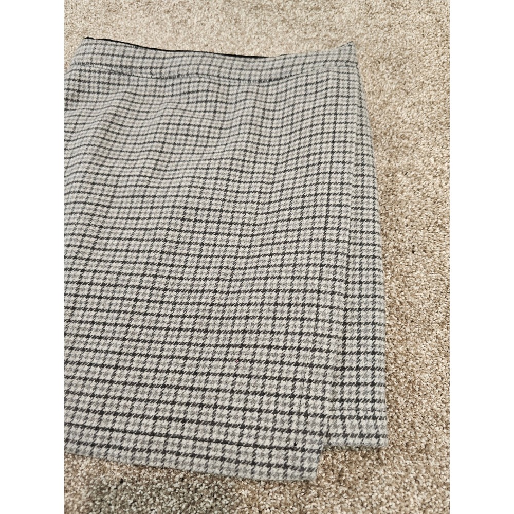 Abercrombie & Fitch Grey Houndstooth Wool Blend Mini Skirt Faux Wrap Small - Picture 3 of 9